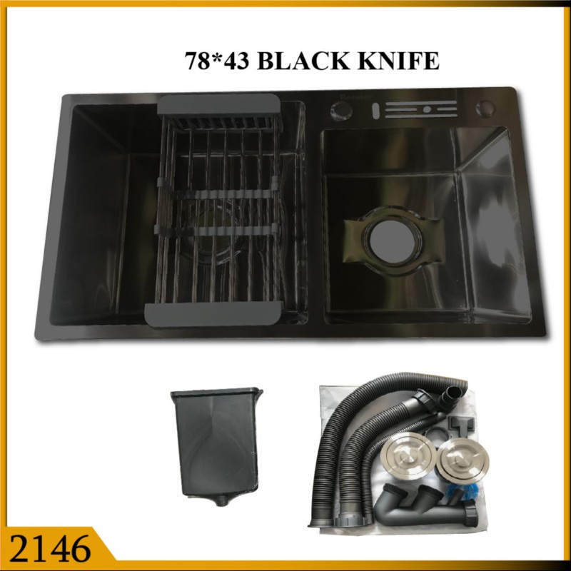 KITCHEN SINK HAND MADE 78*43 BLK KNIFE (2146)
